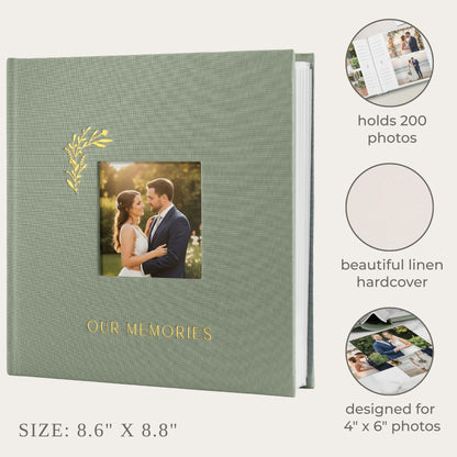 Beautiful Photo Album for 4x6 Pictures - Perfect Picture Book for Wedding, Baby Shower and more - 200 Photo Slots Albums to Collect Your Memories