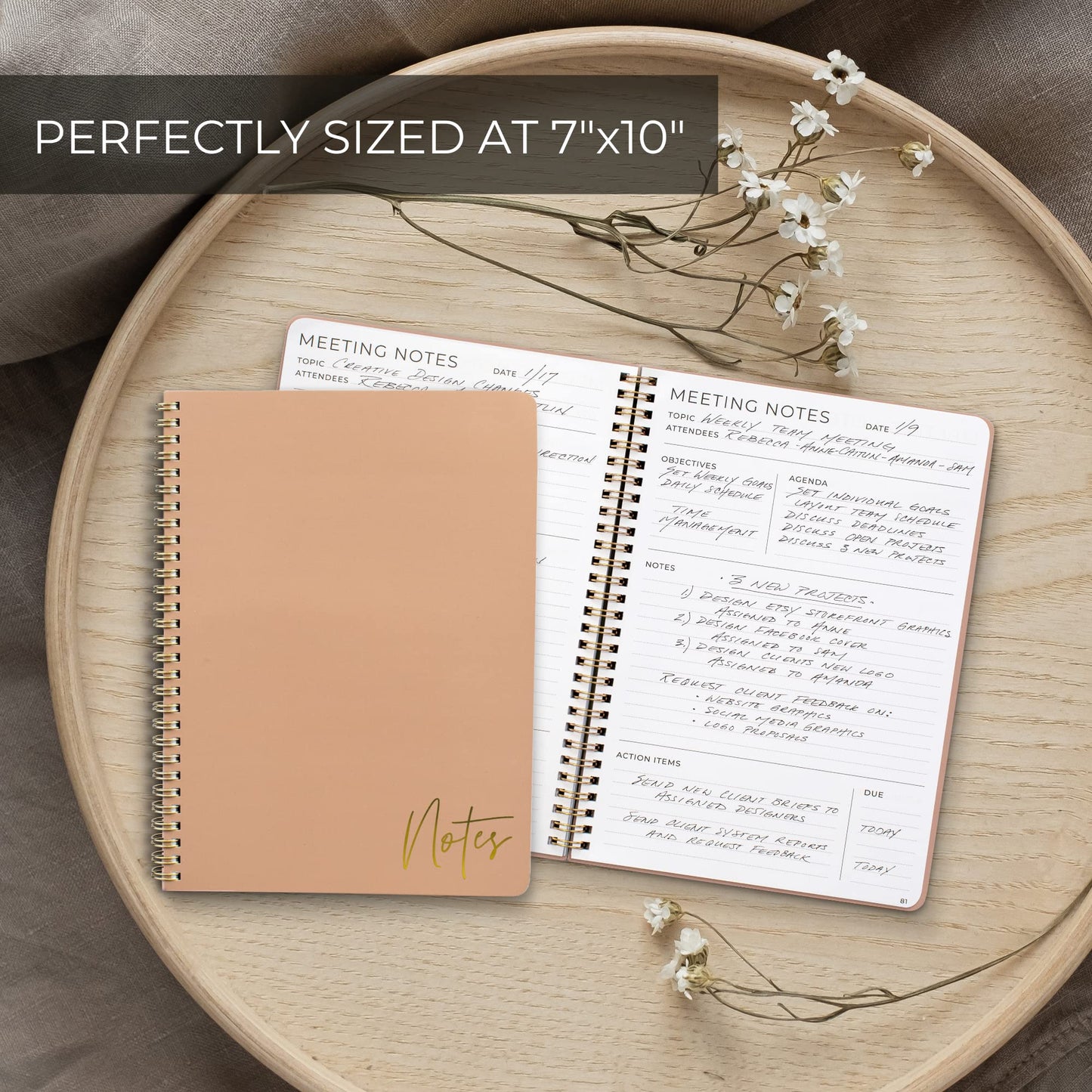 Beautiful Meeting Notebook For Work Organization - Easily Take Notes And Keep Agendas on Track - The Perfect Office Planner Supplies for Women & Men to Professionally Manage Business Projects - Pink