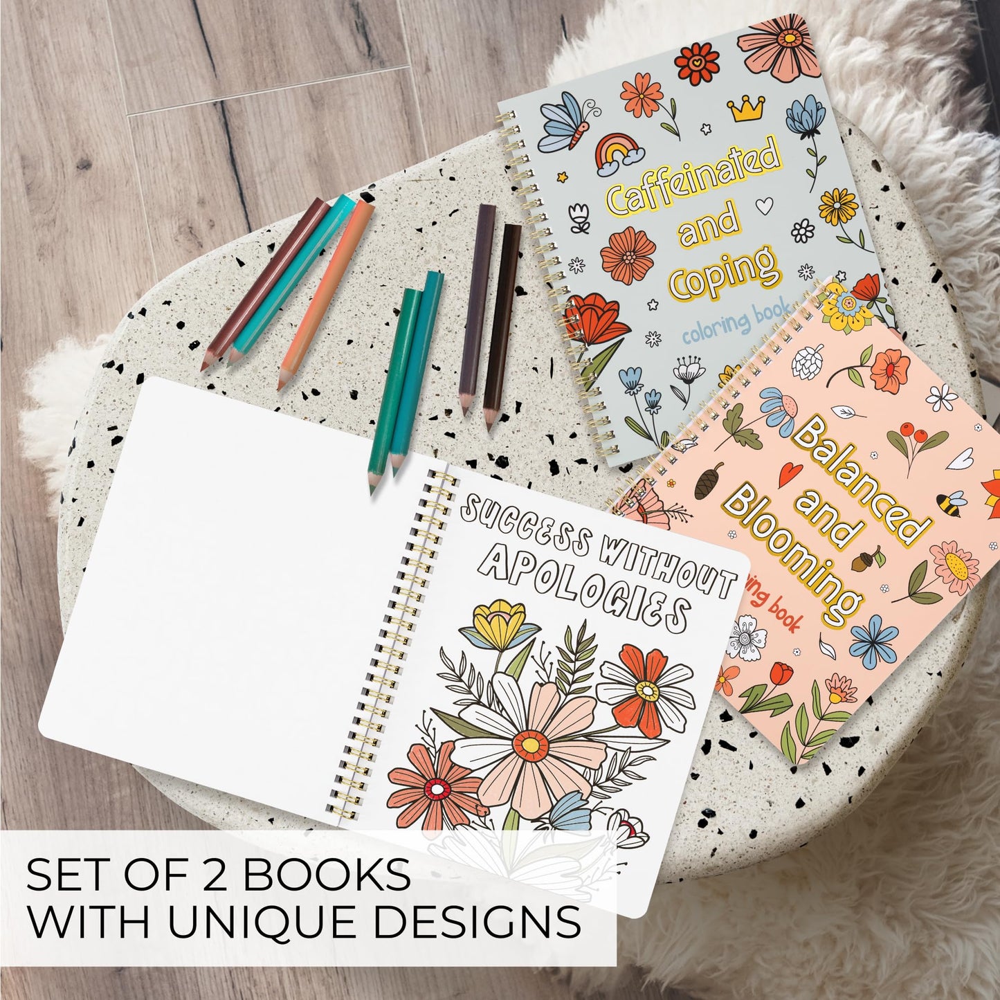 Beautiful Adult Coloring Book Set of 2 for Relaxation - Sassy Motivational and Funny Color Books - The Perfect Stress-Relieving Gift for Women