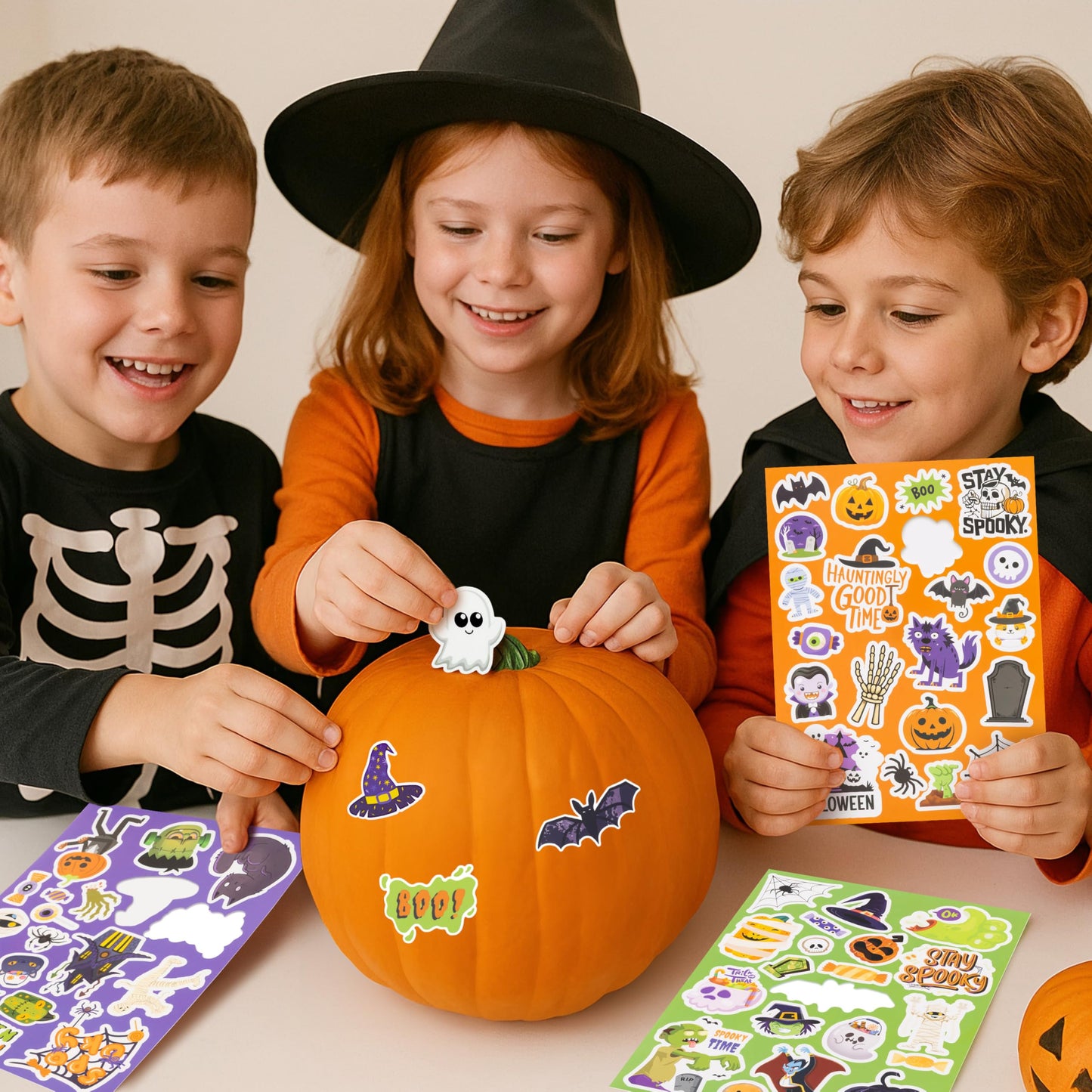Fun Halloween Stickers for Kids - Large Set of 200 Spooky Stickers for Halloween Party Favors, Classroom Decor, Gifts, Treats, Crafts and Toys - Fun Bulk Stickers for Trick-or-Treat Bags and Baskets
