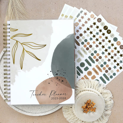 Aesthetic Teacher Planner For The 2023-2024 Academic School Year - Your All Incl. 8.5" x 11" Lesson Plan Book Supplies - Easily Organize Your Daily, Weekly & Monthly Classroom/Homeschool Schedule