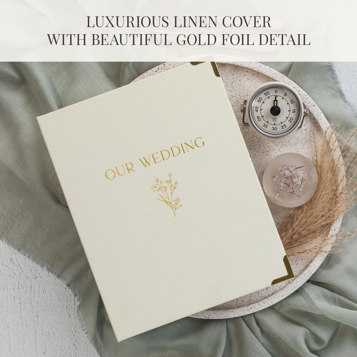 Beautiful Wedding Planner Book And Organizer - A Unique Linen Binder For the Bride Perfect To Plan Your Big Day - An Exceptional Engagement Gift For Newly Engaged Couples, Future Brides, And Grooms