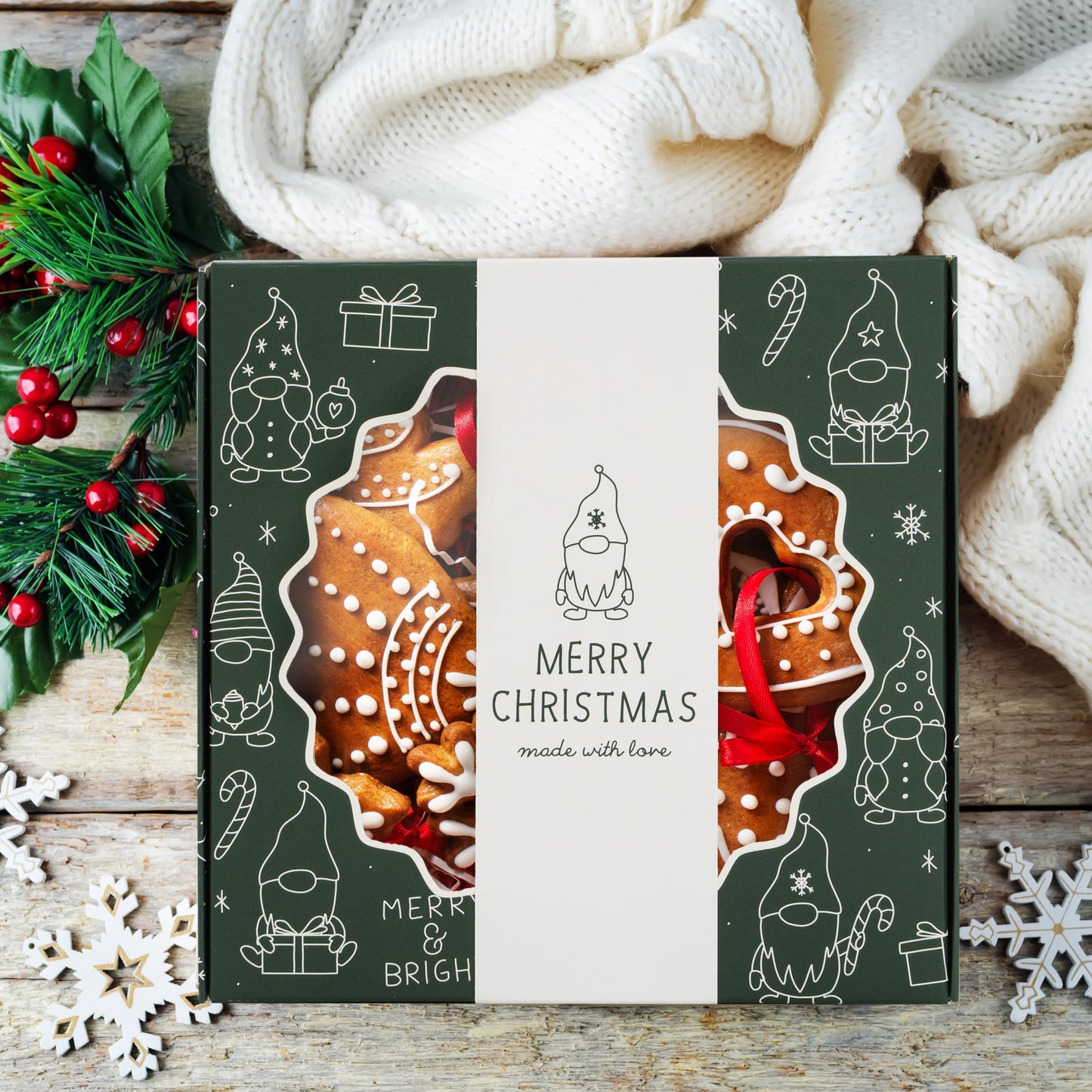 Beautiful Christmas Cookie Boxes Set Of 9 - Cute Containers Are Perfect To Share Delicious Homemade Cookies, Candy Or Cupcakes With Friends & Family - Sturdy Tins With Lids For Holiday Gift Giving