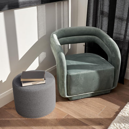 ZICOTO Beautiful Boucle Pouf Ottoman and Foot Rest - Elevate Your Living Room Decor with Lightweight Comfort and Charm - A Round Modern Foam Filled Foot Stool Perfect to Rest Your Feet