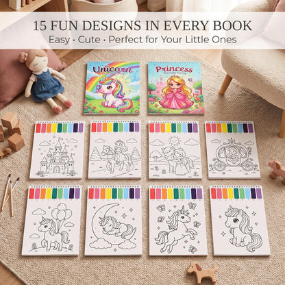 Fun Watercolor Books for Kids and Toddlers - Set of 2 Paint by Number Books