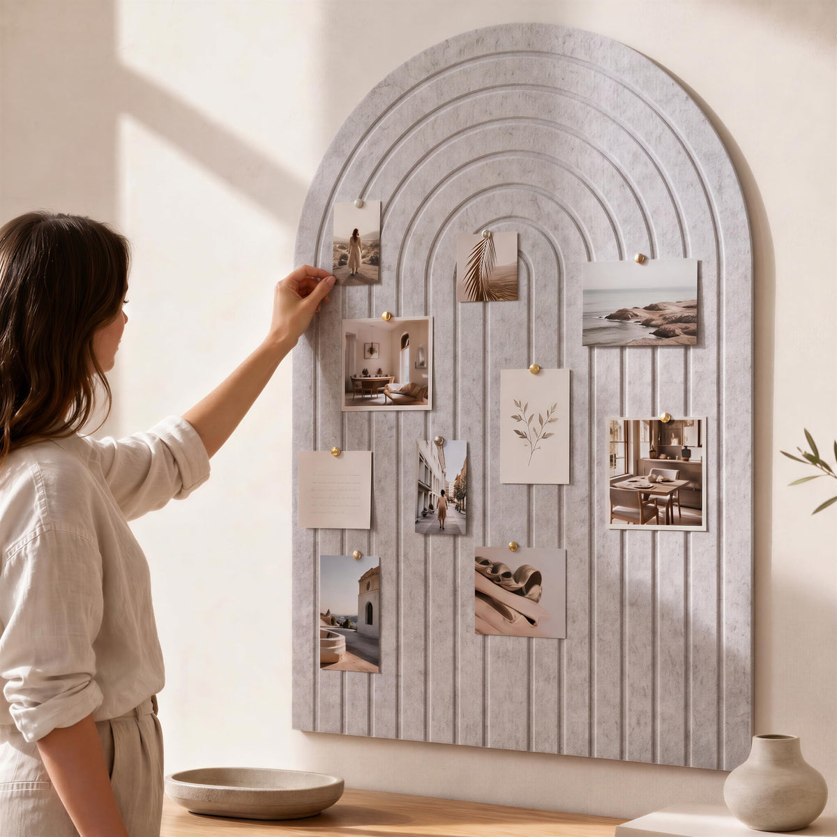 Large Arched Textured Felt Bulletin Board - Cork Board Alternative