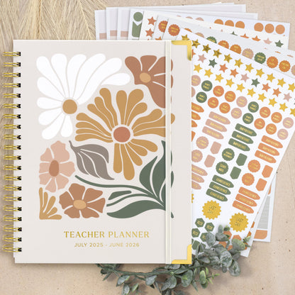 Aesthetic Teacher Planner For The 2025-2026 Academic School Year - Your All Incl. 8.5" x 11" Lesson Plan Book Supplies - Easily Organize Your Daily, Weekly & Monthly Classroom/Homeschool Schedule