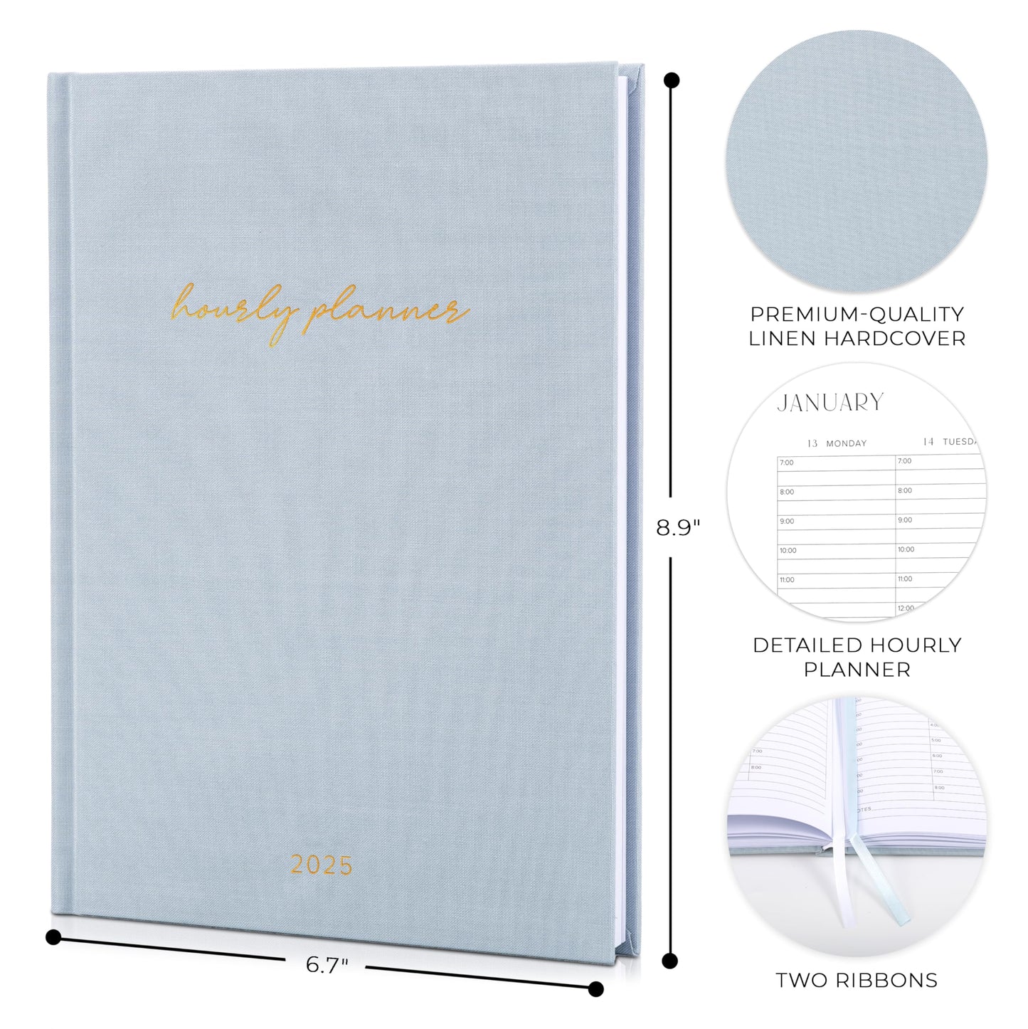 Beautiful 2025 Appointment Book Planner - Sturdy Linen Daily Planner & Weekly Calendar with Half Hourly Schedule Easily Keeps Track Of All Your Appointments - The Perfect Day by Day Organizer