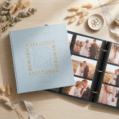 Beautiful Linen Photo Album For 4x6 Photos - Safely Holds Up To 500 Pictures of Unique Memories - The Perfect Big Photo Book To Store All Pictures of Treasured Family, Baby or Wedding Moments