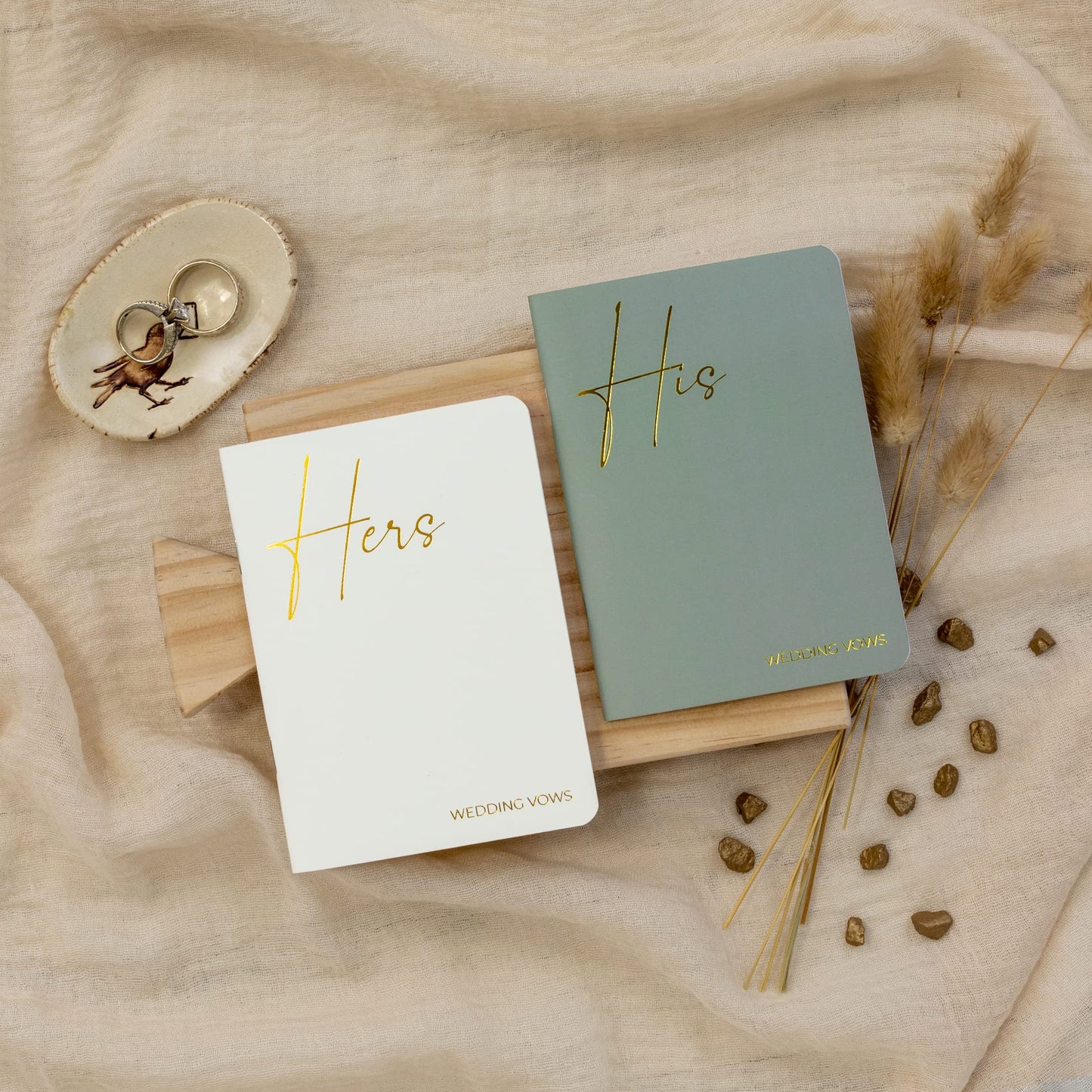Elegant Vow Books With Gold Foil Lettering For Your Wedding - Perfectly Sized His and Hers Vow Books With Plenty Of Pages To Write Whatever is on Your Heart - A Beautiful Addition For The Wedding Day