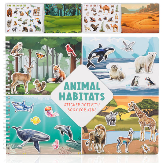 Fun Sticker Book for Toddlers 2-4 Years - Perfect Kids Activity Book with Beautiful Stickers & 12 Themes for Entertaining Girls & Boys 4-8 While Traveling - Incl. Animal and Coloring Pages