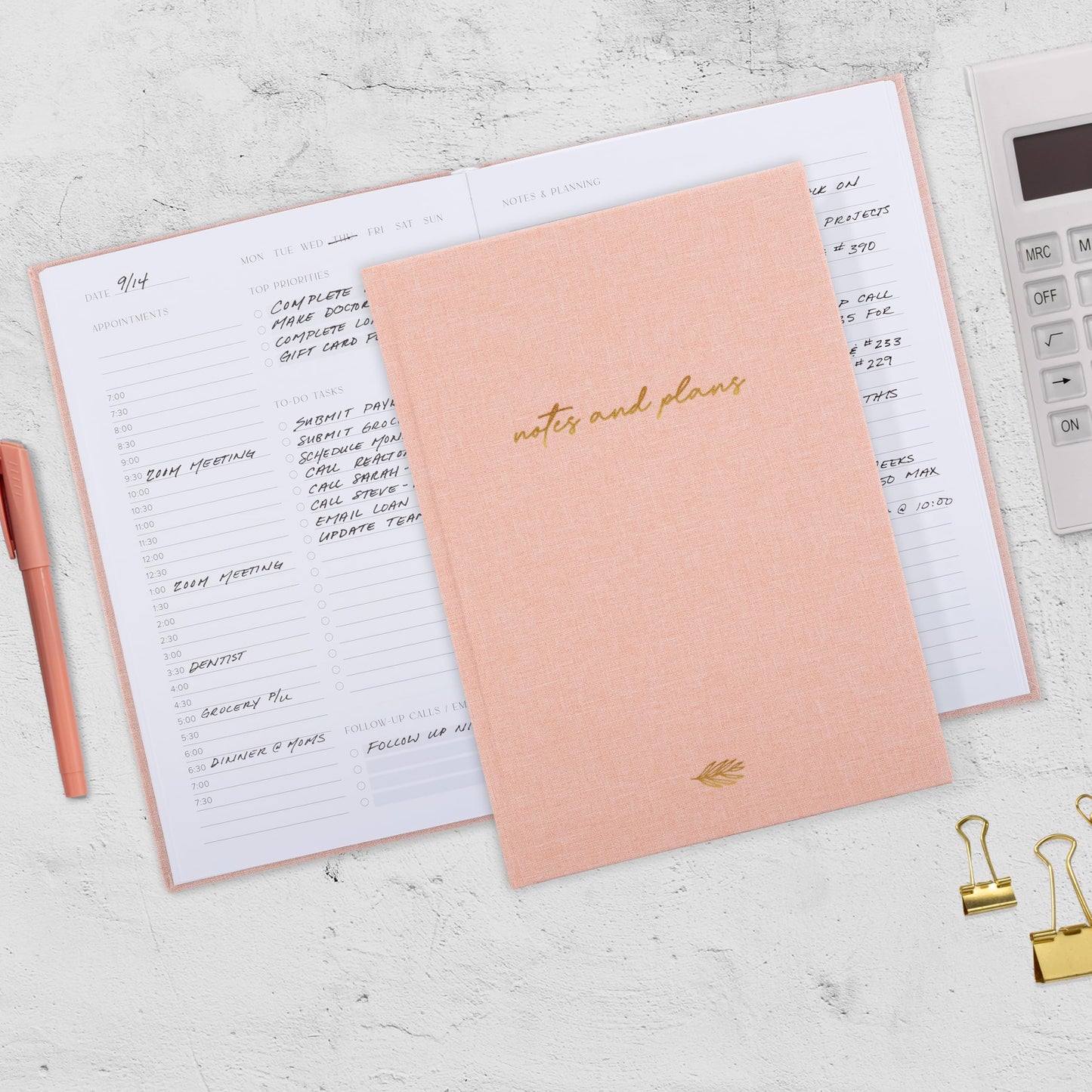 Aesthetic Daily Planner And Notebook With Hourly Schedule - Modern Hardcover To do List Notepad to Easily Organize Your Work Tasks And Appointments - The Perfect Book for School & Office Supplies