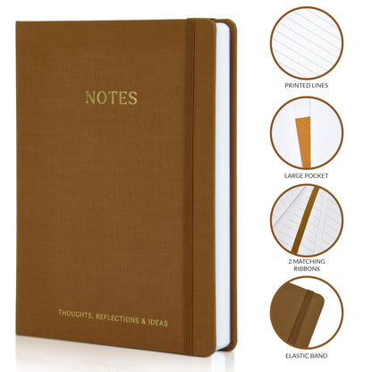 ZICOTO Aesthetic Thick Notebook Journal For Women 7" x 10" - Modern Linen Hardcover Note Book With 300 Lined Pages - Perfect For Writing And Staying Organized at Work or School