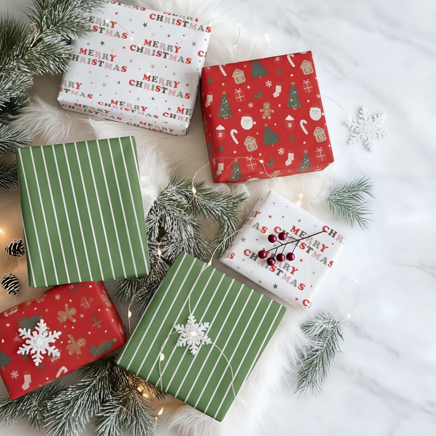 Beautiful Christmas Gift Wrapping Paper Rolls For Small & Medium Size Gifts - Set of 3 Quality Paper Rolls With Cute Designs - Add a Touch of Magic to Every Gift You Wrap - 17 in x 120 in Per Roll