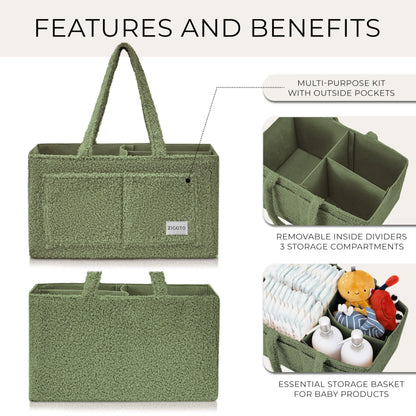 Beautiful Diaper Caddy Organizer - Versatile Storage Basket Easily Holds Diapers, Wipes and Other Baby Necessities - Perfect for Baby Showers, Functional Car Storage & Great Gift for Expecting Mothers