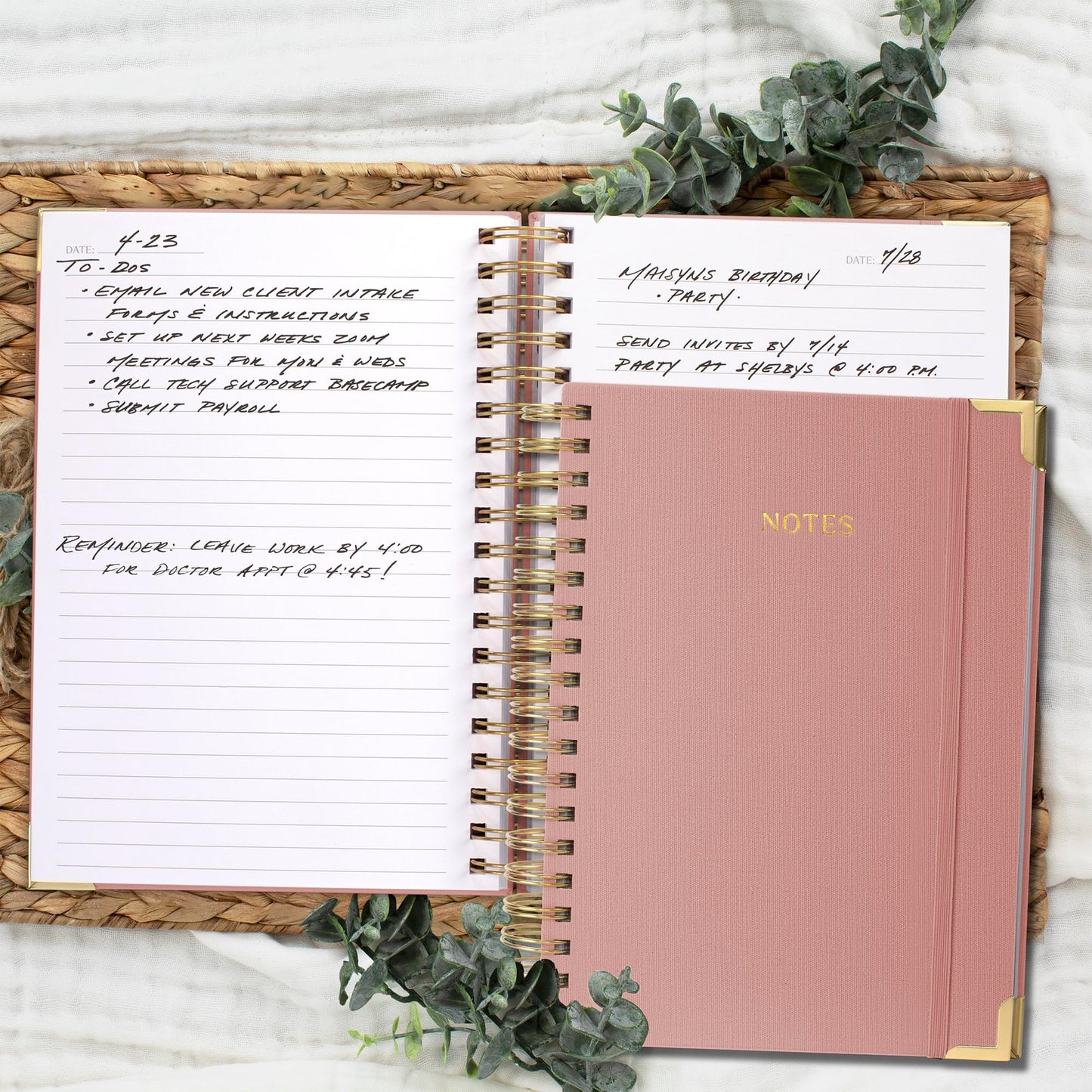 Aesthetic Thick Spiral Notebook Journal For Women in B5 Format - Stylish Linen Hardcover College Ruled Note Book w 300 Lined Pages - Cute Supplies For Bible Study & Staying Organized at Work or School