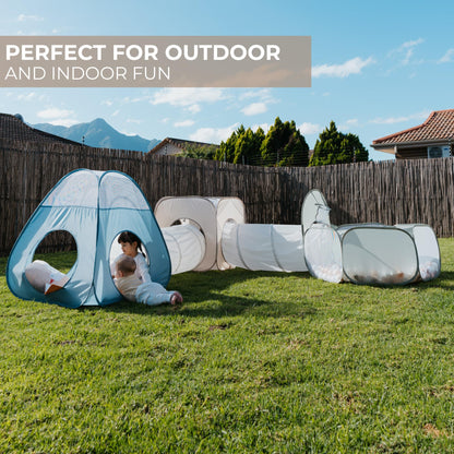 Stylish Play Tents and Tunnel Toy Set for Toddlers - A Fun Pop-Up Tent with Crawl Tunnels and a Ball Pit - A Great Gift for Babies That Sets Up in Seconds and Gives Kids 1-3 Unlimited Indoor Fun