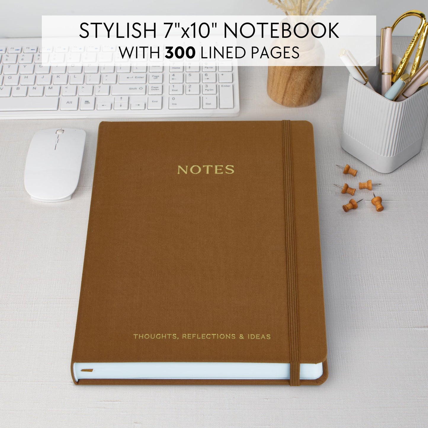 ZICOTO Aesthetic Thick Notebook Journal For Women 7" x 10" - Modern Linen Hardcover Note Book With 300 Lined Pages - Perfect For Writing And Staying Organized at Work or School
