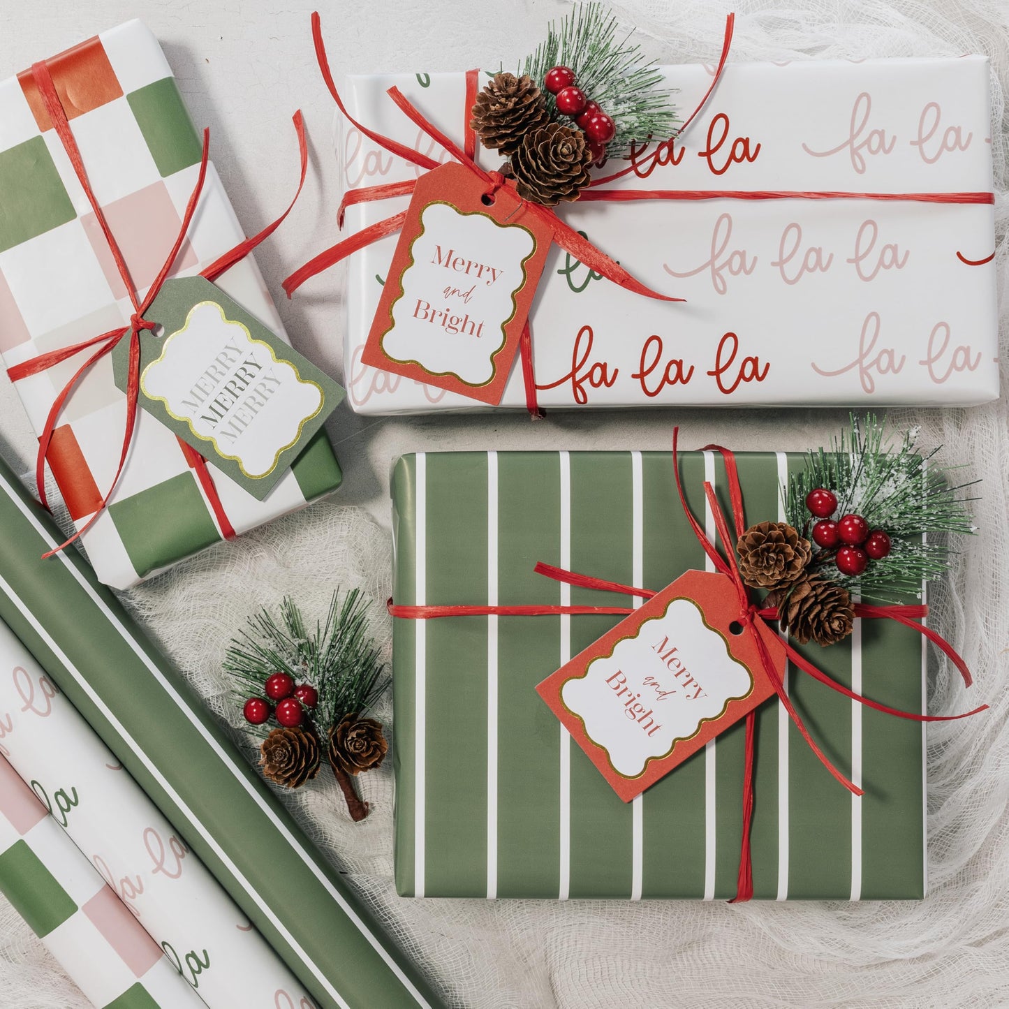 Beautiful Christmas Gift Wrapping Paper Rolls For Small & Medium Size Gifts - Set of 3 Quality Paper Rolls With Cute Designs - Add a Touch of Magic to Every Gift You Wrap - 17 in x 120 in Per Roll