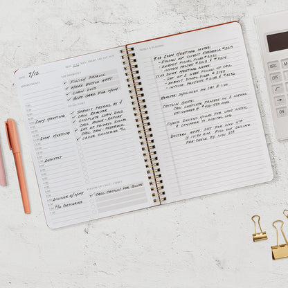 Beautiful Daily Planner And Notebook With Hourly Schedule - Aesthetic Spiral To do List Notepad to Easily Organize Your Tasks And Appointments - Stylish Book And School Or Office Supplies For Women