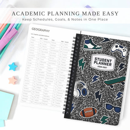 Aesthetic 2027 Student Planner To Stay Organized - A Beautiful 8.5" x 6.1" Planner for Middle and High School Students with Weekly & Monthly Spreads For The 26-27 Academic Year