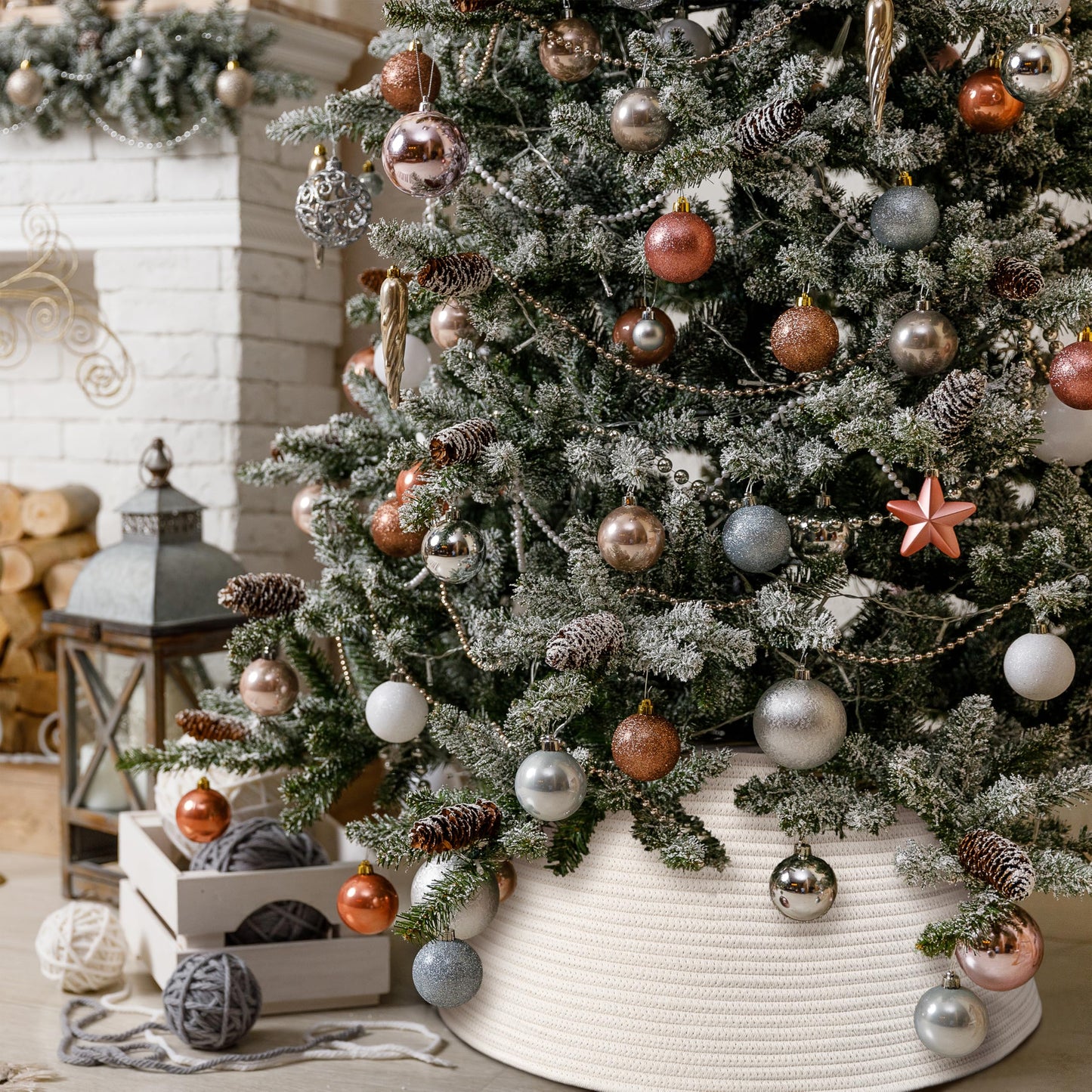 Beautiful Christmas Tree Collar - Modern 28" Cotton Rope Tree Ring - Easy to Set Up Christmas Skirt Enhances Your Holiday Home Decor